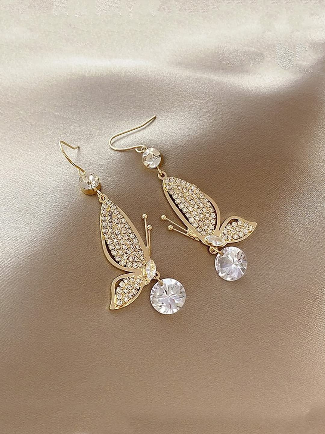 Yellow Chimes Elegant Gold Tone Fly Shape Drop Earrings - Casual Look
