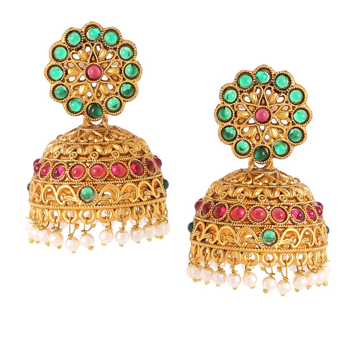 Gold Toned Jhumka Earrings - Elegant jewelry design