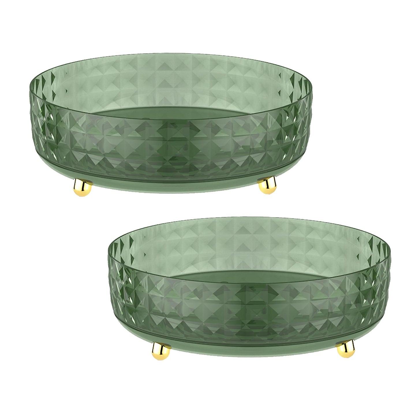 Kuber Industries Pack of 2 Multipurpose Storage Organiser Tray Large | 360 Rotation | Decorative Rounded Corner | Easy Access Sturdy Base Kitchen | YM.6706D | Dark Green