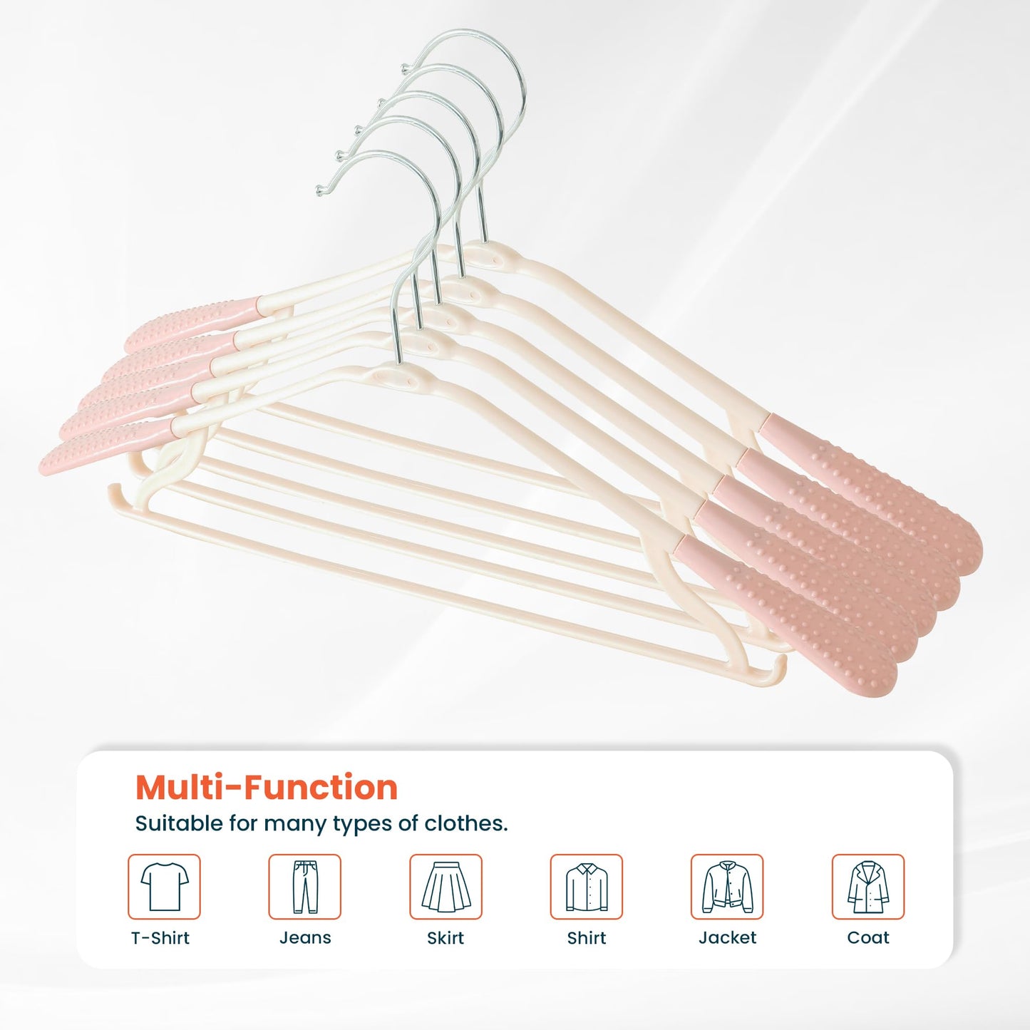 Kuber IndustriesPP Cloth Hanger Set of 5 with Zinc Plated Steel Hook (Pink)