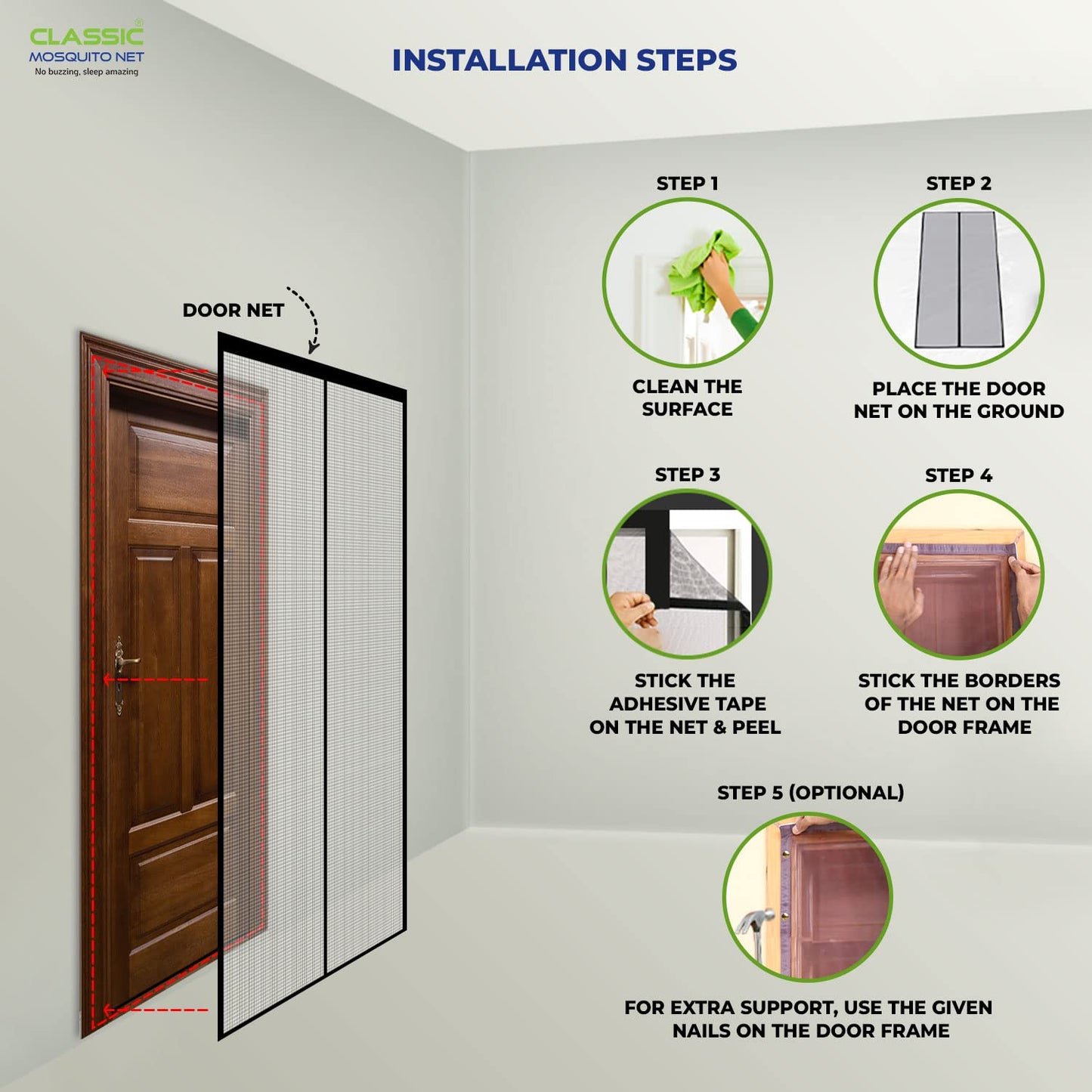 Classic Mosquito Net for Door - Stylish brown color