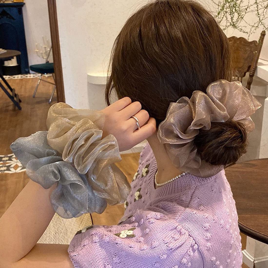 Yellow Chimes metallic scrunchies - stylish addition to hair