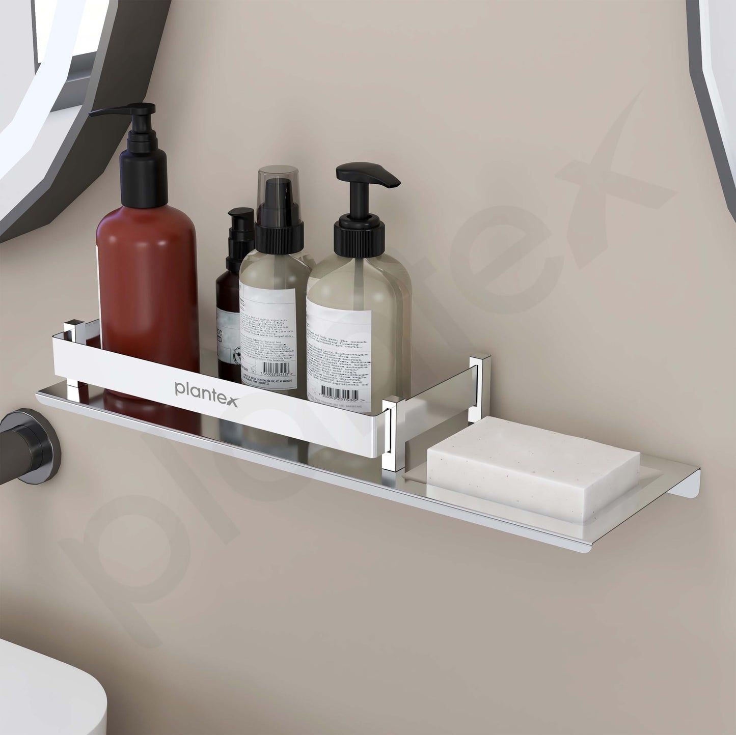 2in1 Stainless Steel Bathroom Shelf with Soap Dish | Wall Mount | 15x5 Inches | Silver Finish | Modern Design