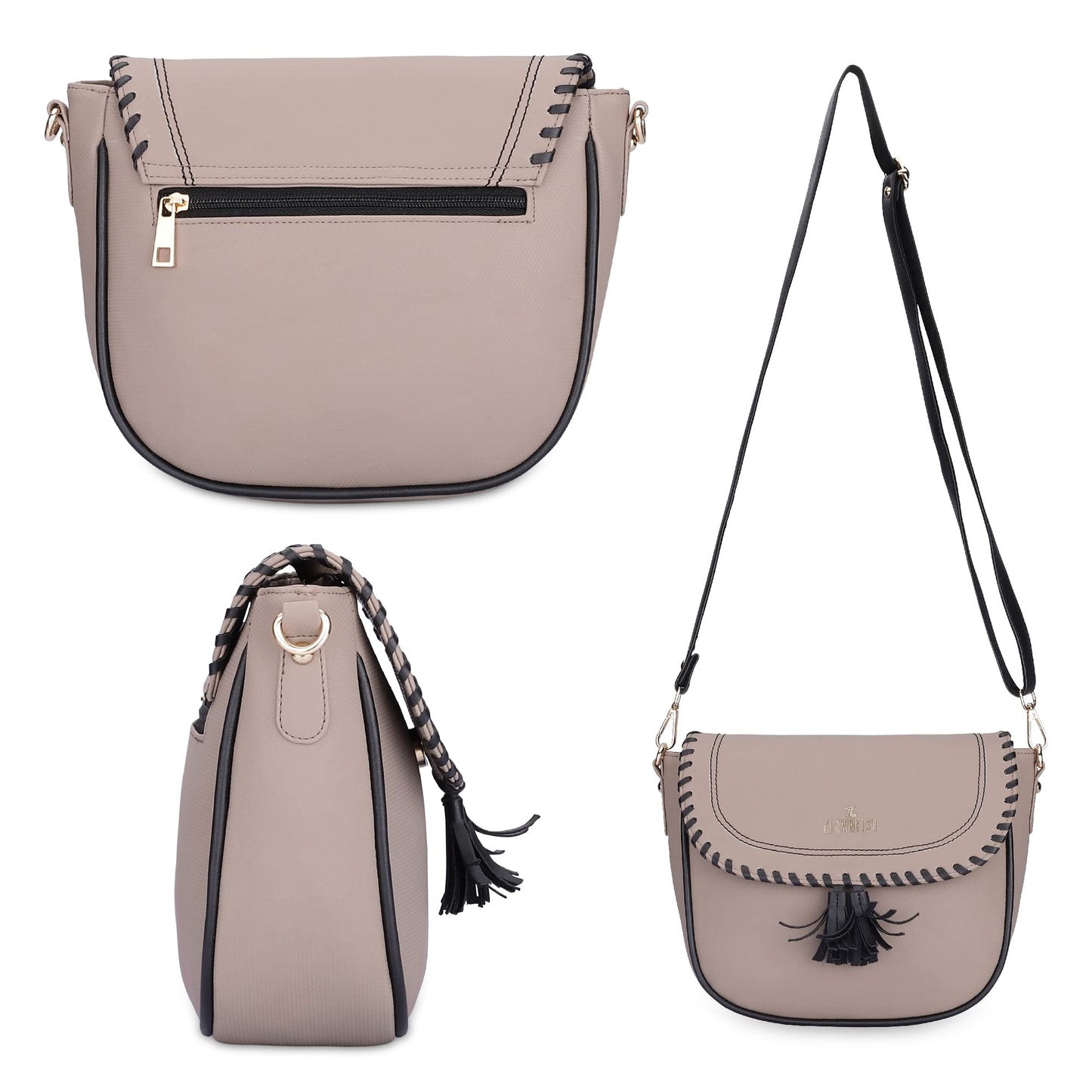 THE CLOWNFISH Rochelle Faux Leather Sling Bag - Waterproof, Casual Style | Crossbody | M | Peach
