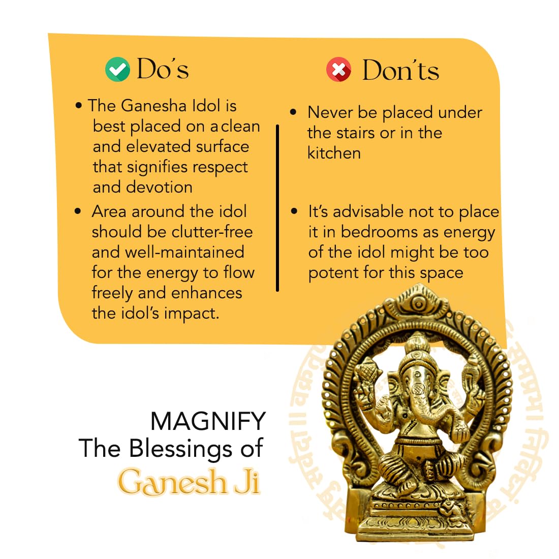 Brass Ganesha Idol - 100% Pure, Polished Finish for Pooja & Home Decor | 8.7 cm | Traditional Gold