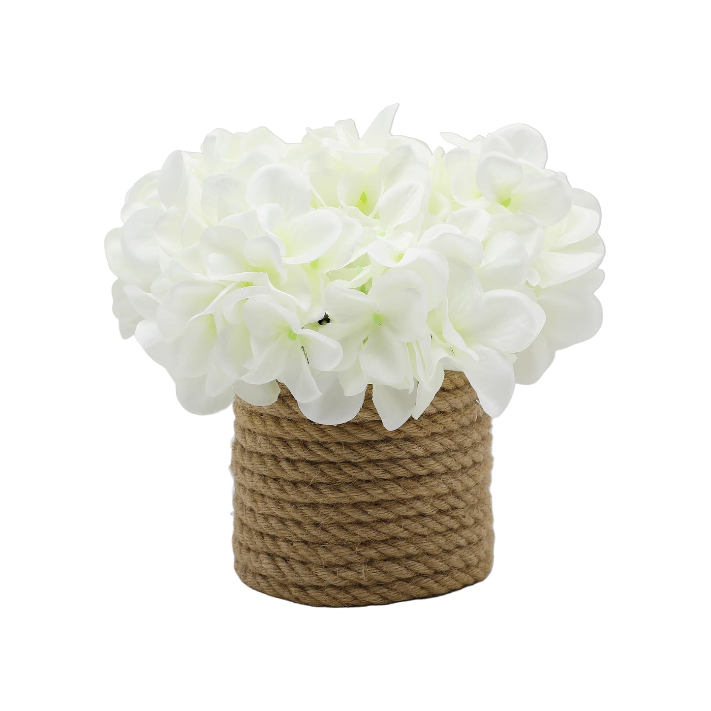 Anko Polyester Artificial Hydrangea Flower With Rope Vase 20Cm X 22Cm X 17Cm Garden-Inspired Aesthetics Showpiece For Home Decor,Office Desk,Bedroom,Balcony,Living Room,Table Top Decorative tem