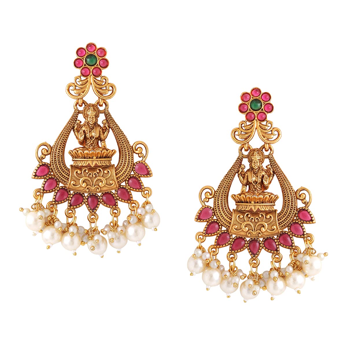 Yellow Chimes Temple Ethnic Earrings - Special occasions