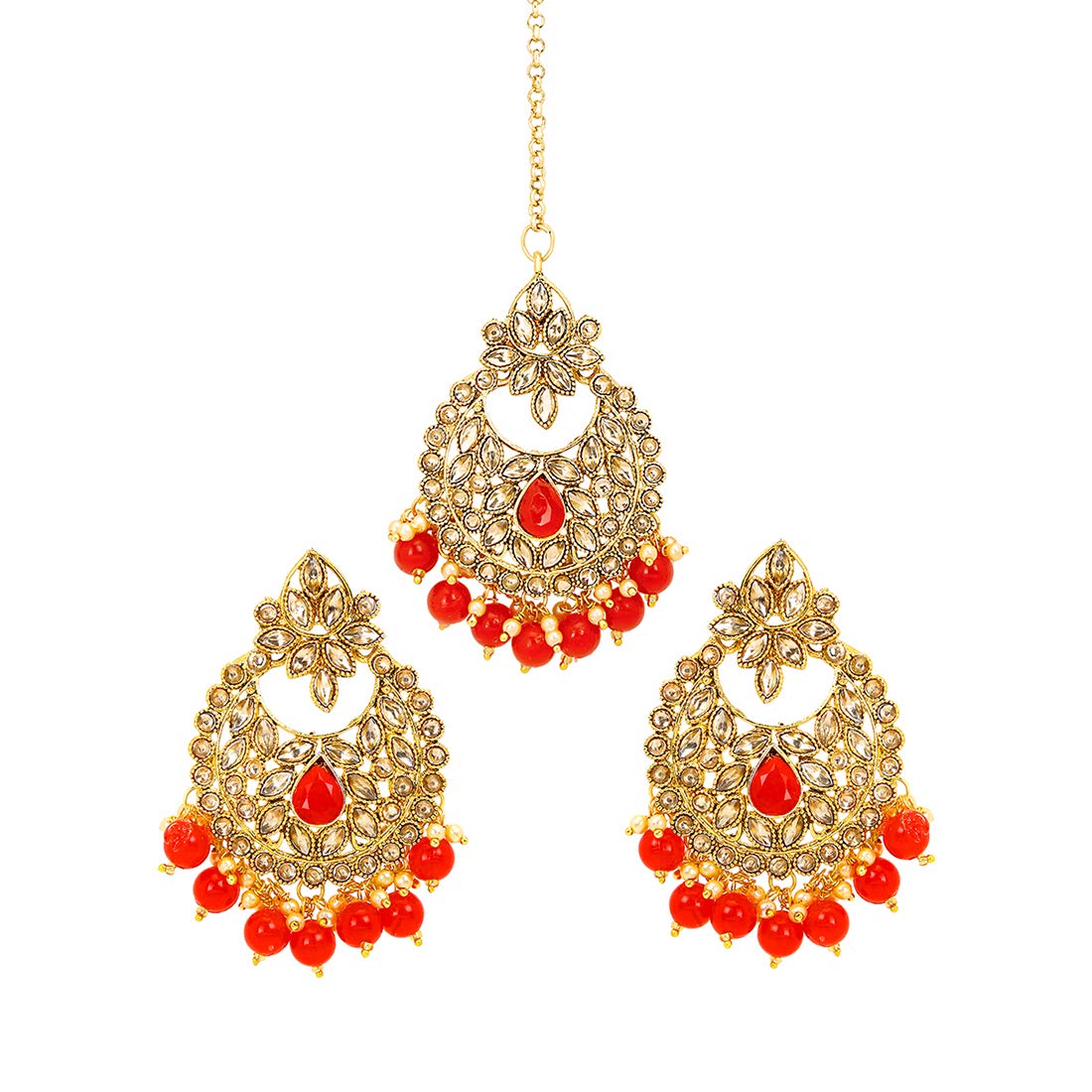 Yellow Chimes Red Bridal Jewellery Set - Wedding occasion