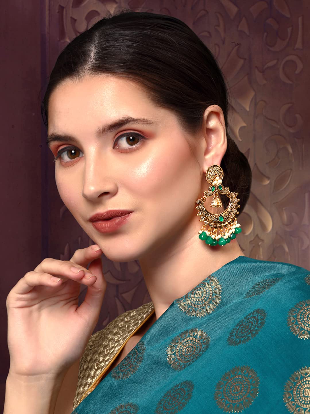 Yellow Chimes maroon crystal earrings - gift for women