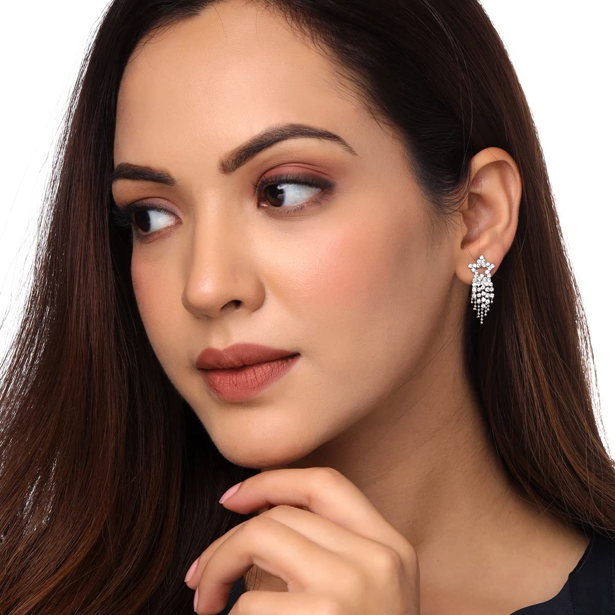 Yellow Chimes Women's Silver Earrings - Elegant Outfit Upgrade