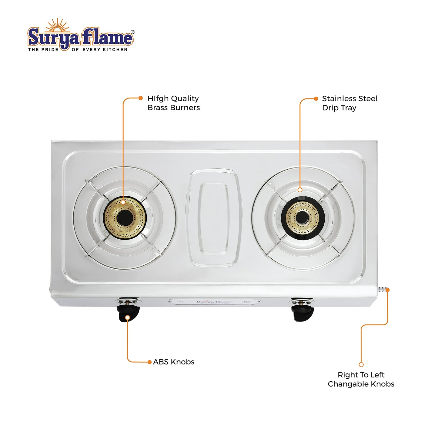 Surya Flame 2 burner gas stove - cafe kitchen