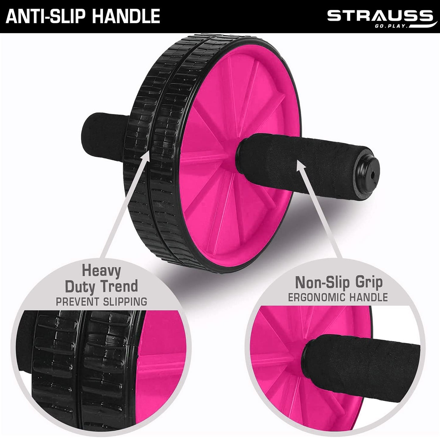 Strauss Double Wheel Ab Roller - Dual Wheel for Stability