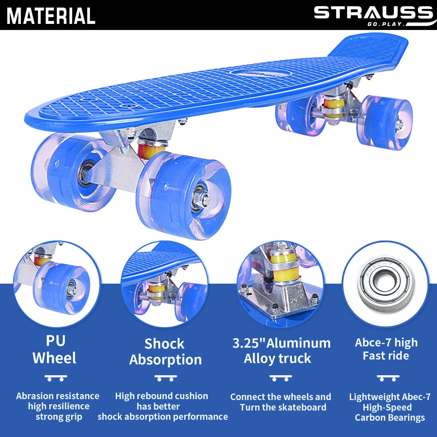 Strauss Cruiser PW Skateboard - suitable for all skill levels