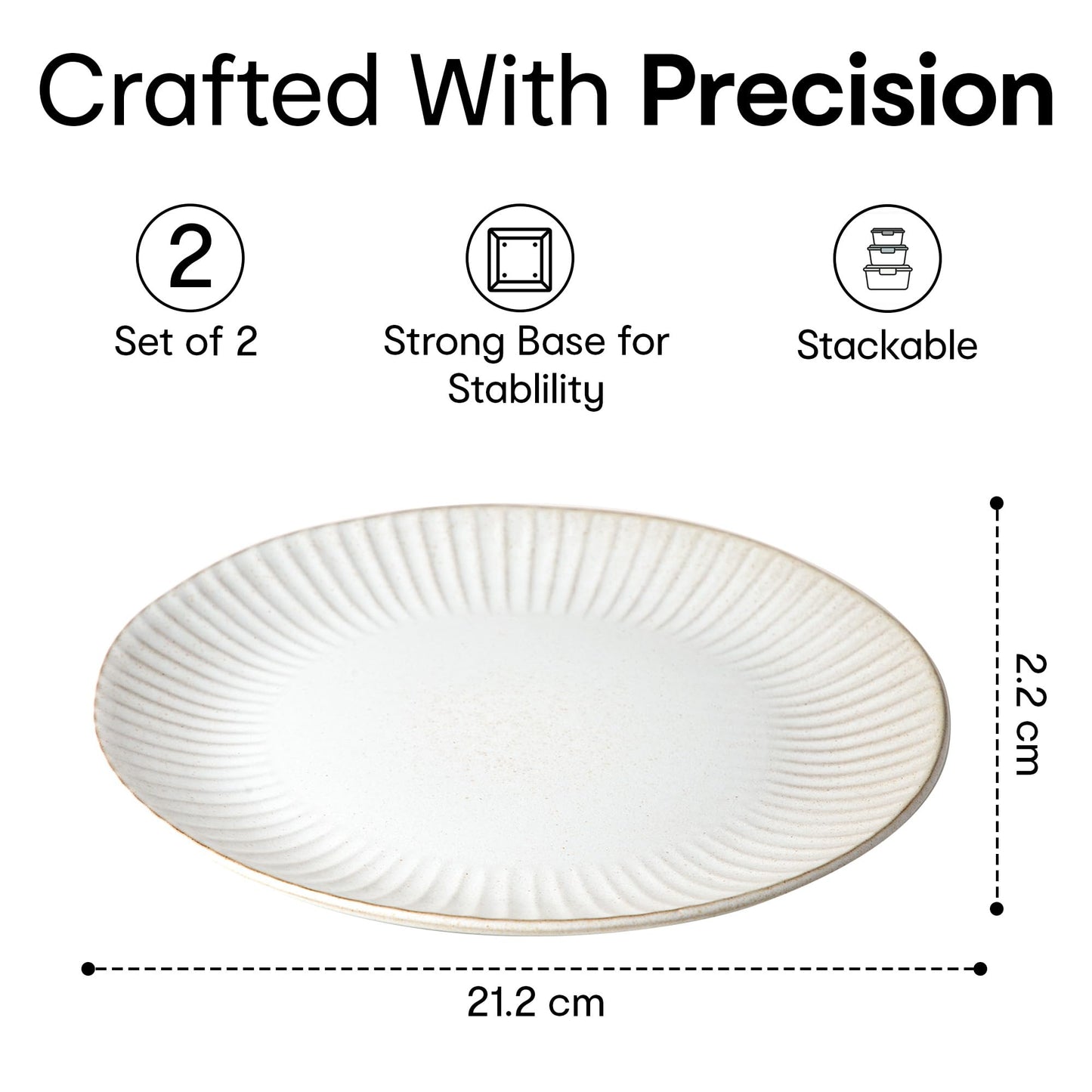 Anko Sable Stoneware Speckled Side Plates - Set of 2 | Premium Crockery for Dining Table ideal for serving Starters, Salad, Dessert | Designer Plates for Home, Kitchen, Restaurant | 8", Beige/Grey