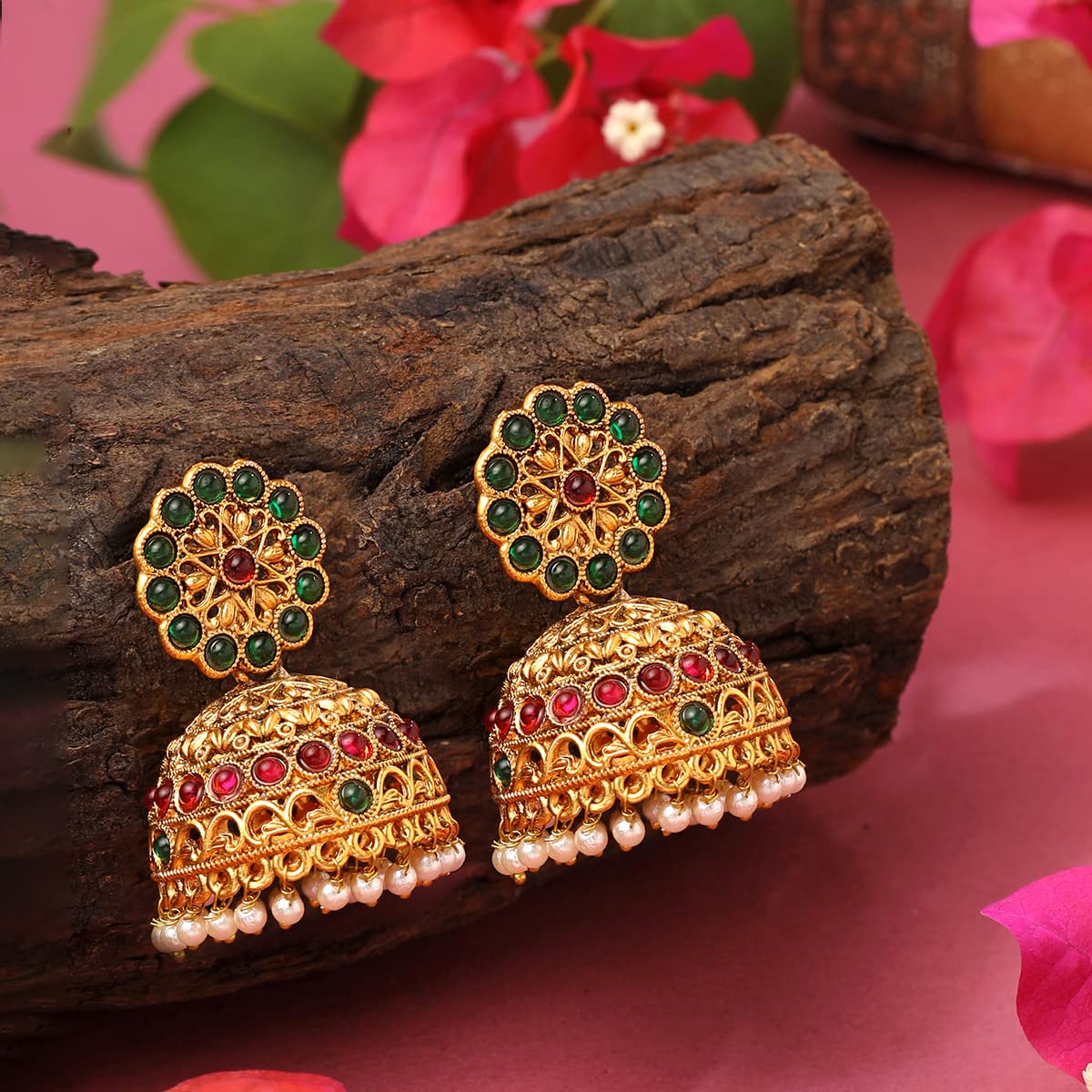 Gold Toned Jhumka Earrings - Festive celebrations