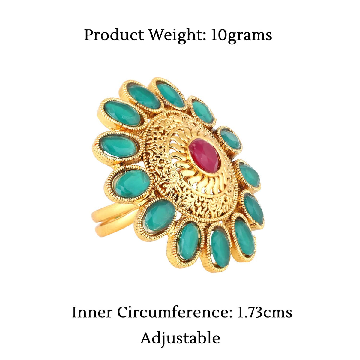 Yellow Chimes gold plated cocktail ring - luxury ethnic style