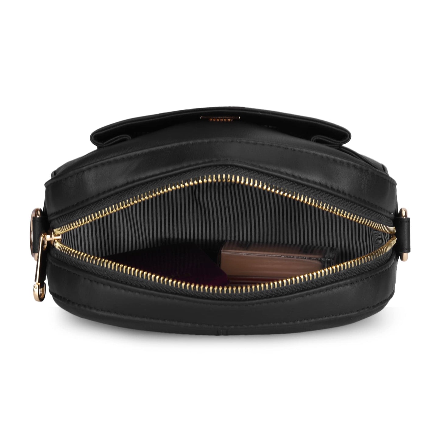 Genuine Leather Sling Bag for Women - Crossbody with Chain Strap | Single Shoulder | Black | Stylish