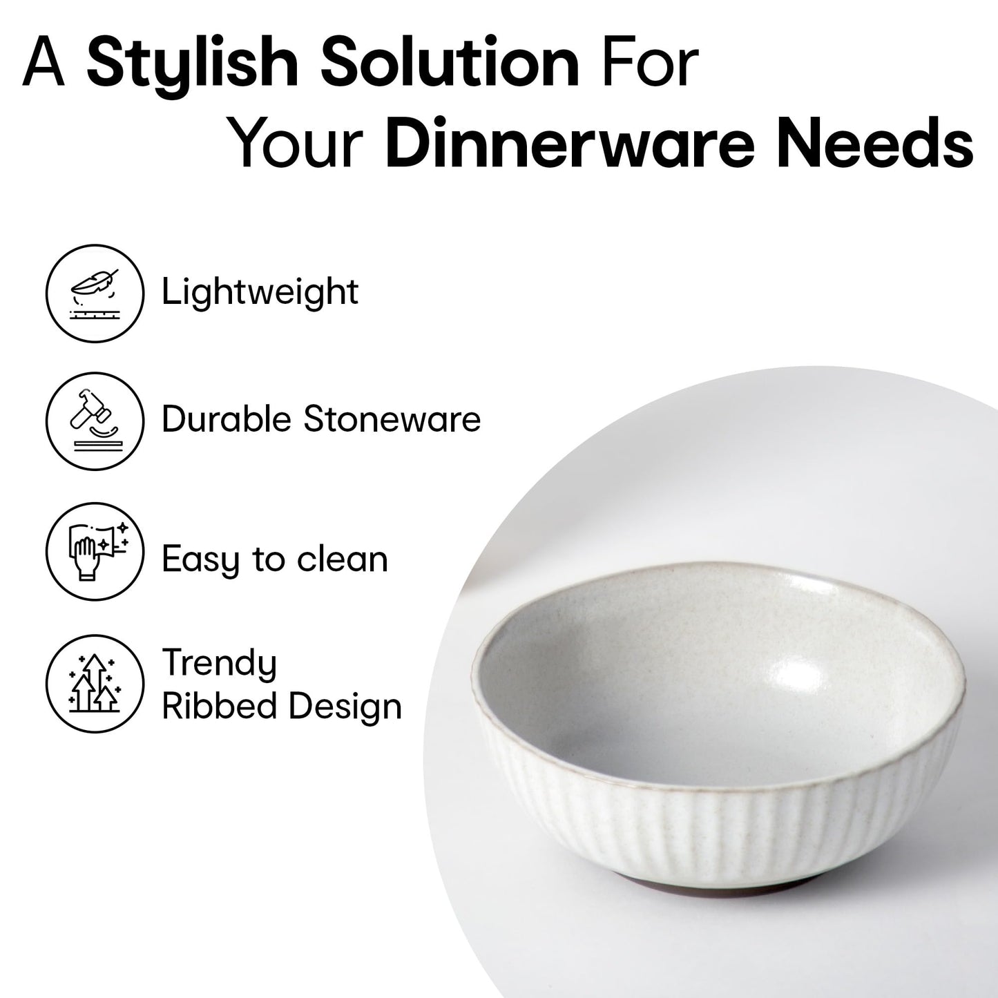 Set of 2: Large Ceramic Bowls - Microwave Safe, Ideal for Salad & Snacks | 650mL | Beige Sable