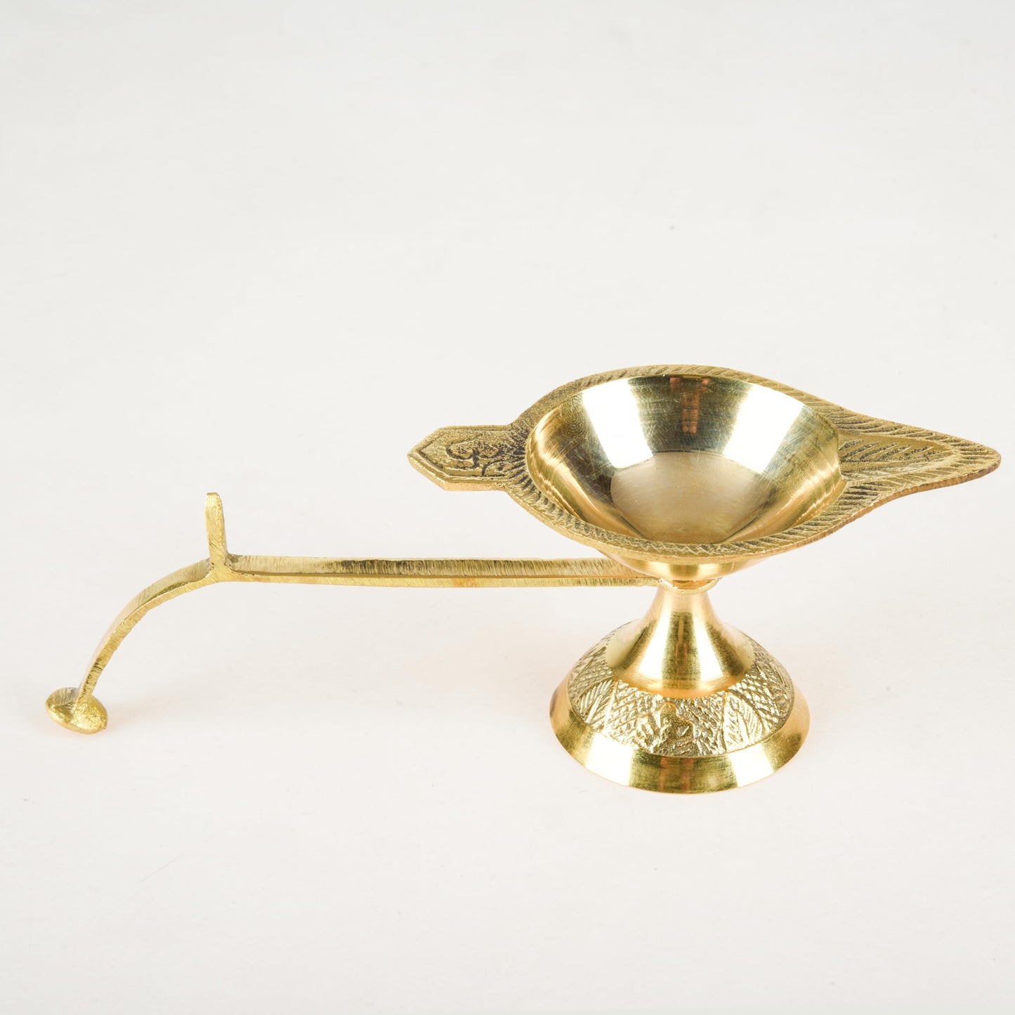 Brass Diya Deepak for Pooja | Big Deepak with Handle | 16x6x5 cm | Golden | Ideal for Home & Office