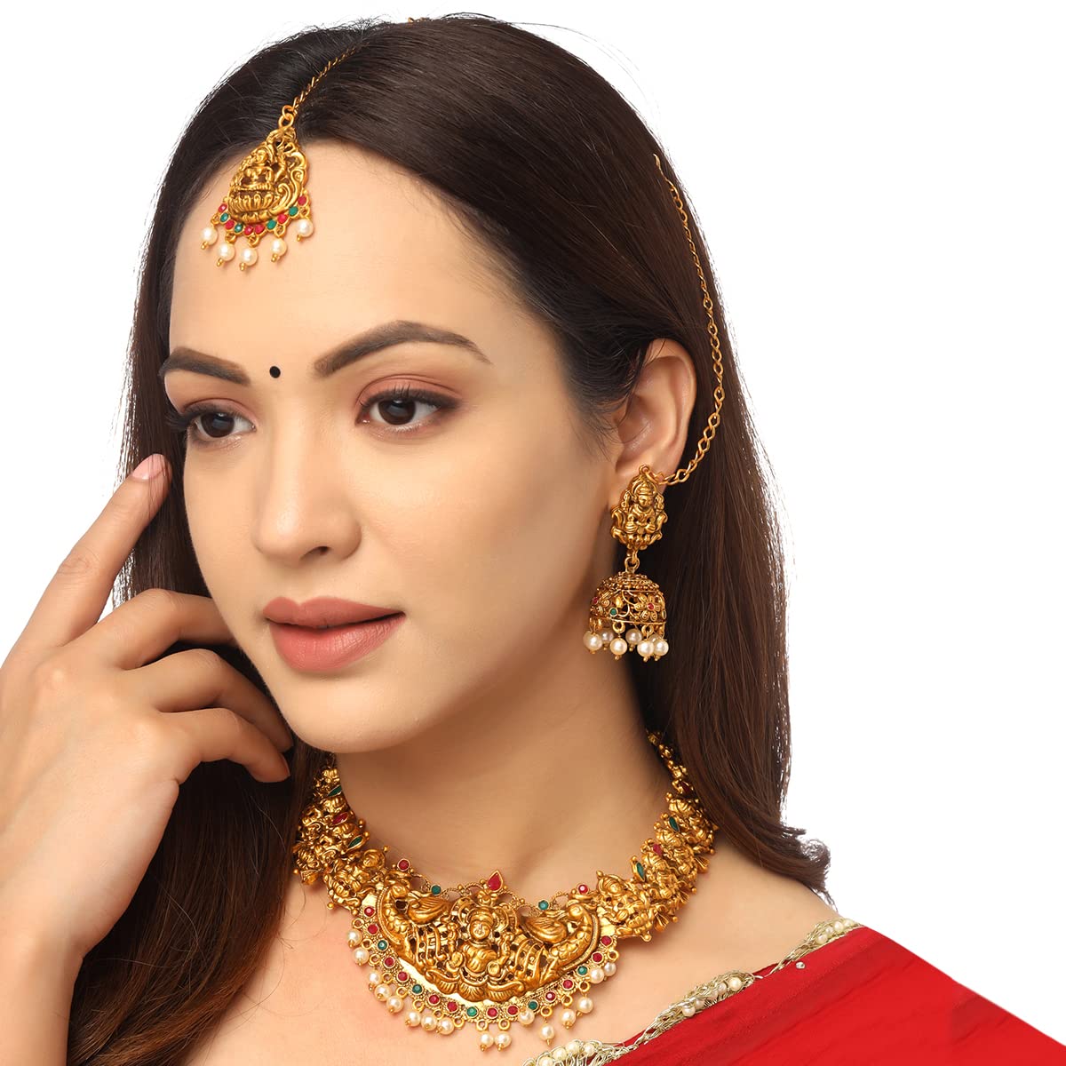 Yellow Chimes Maangtikka - Elegant Traditional Head Jewelry