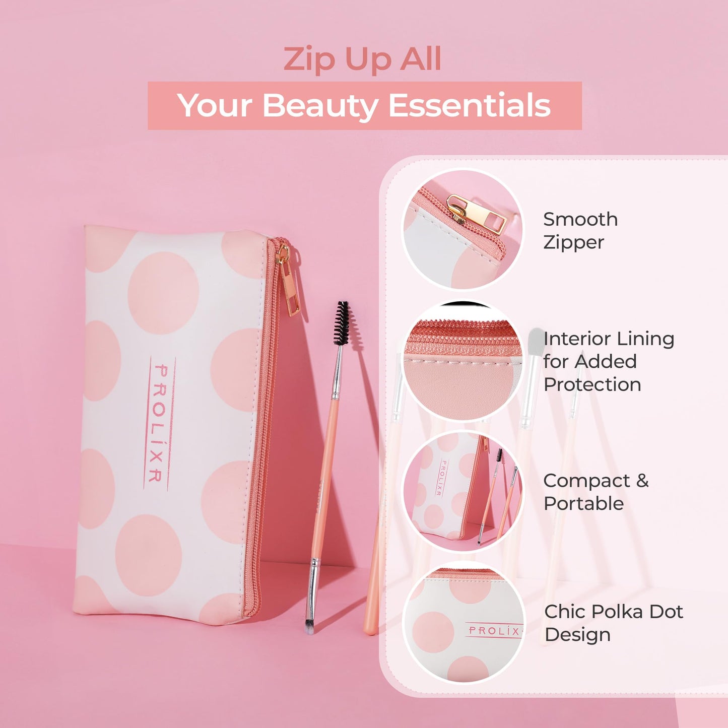 Prolixr Pink Pouch - Ideal Gift for Makeup Lovers