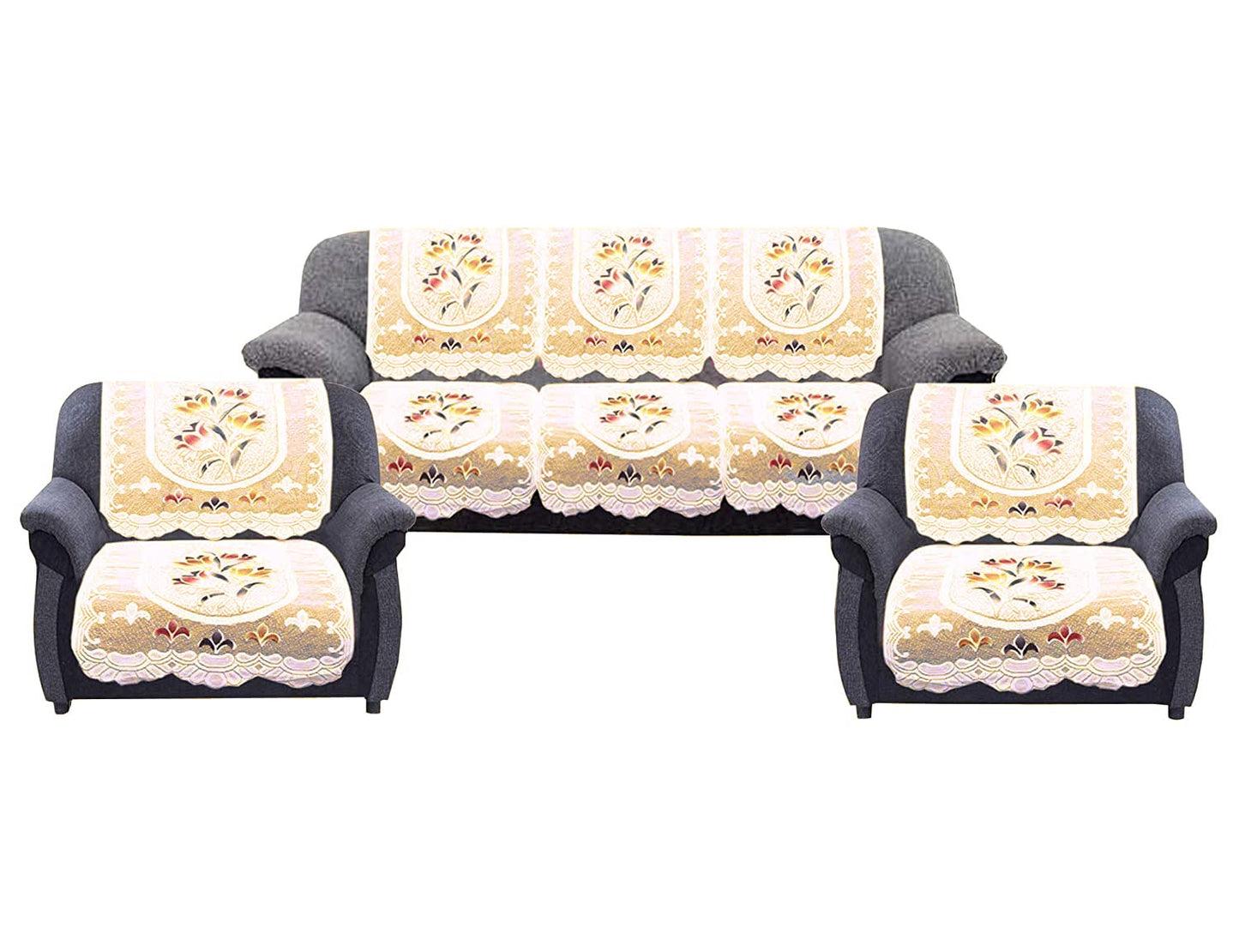 Kuber Industries flower design sofa cover - living room decor