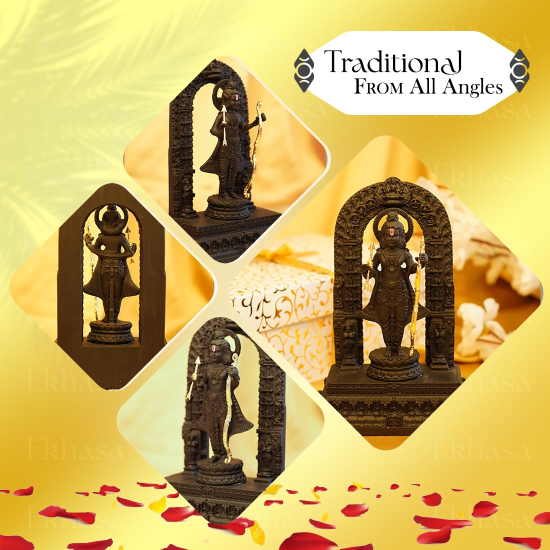 Ekhasa Ram Lalla Idol | Ayodhya Ram Lala Murti Exact Replica | Shri Ramlala Statue | Shree Ram Bhagwan Murti for Car Dashboard, Home, Pooja Temple, Gift | Lord Rama Idol | Sri Ramlalla (5 inch)