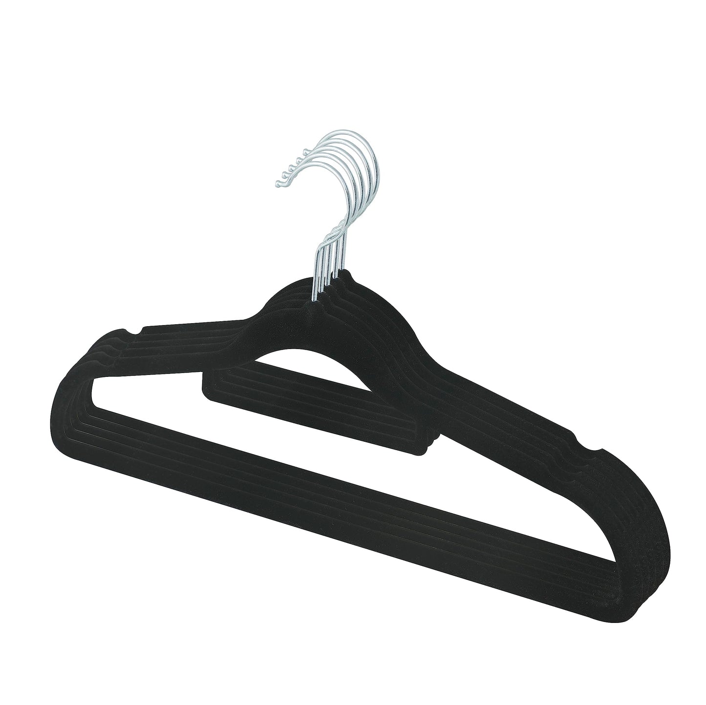 Kuber IndustriesVelvet Cloth Hanger Set of 5 with Chromed Plated Steel Hook (Black)