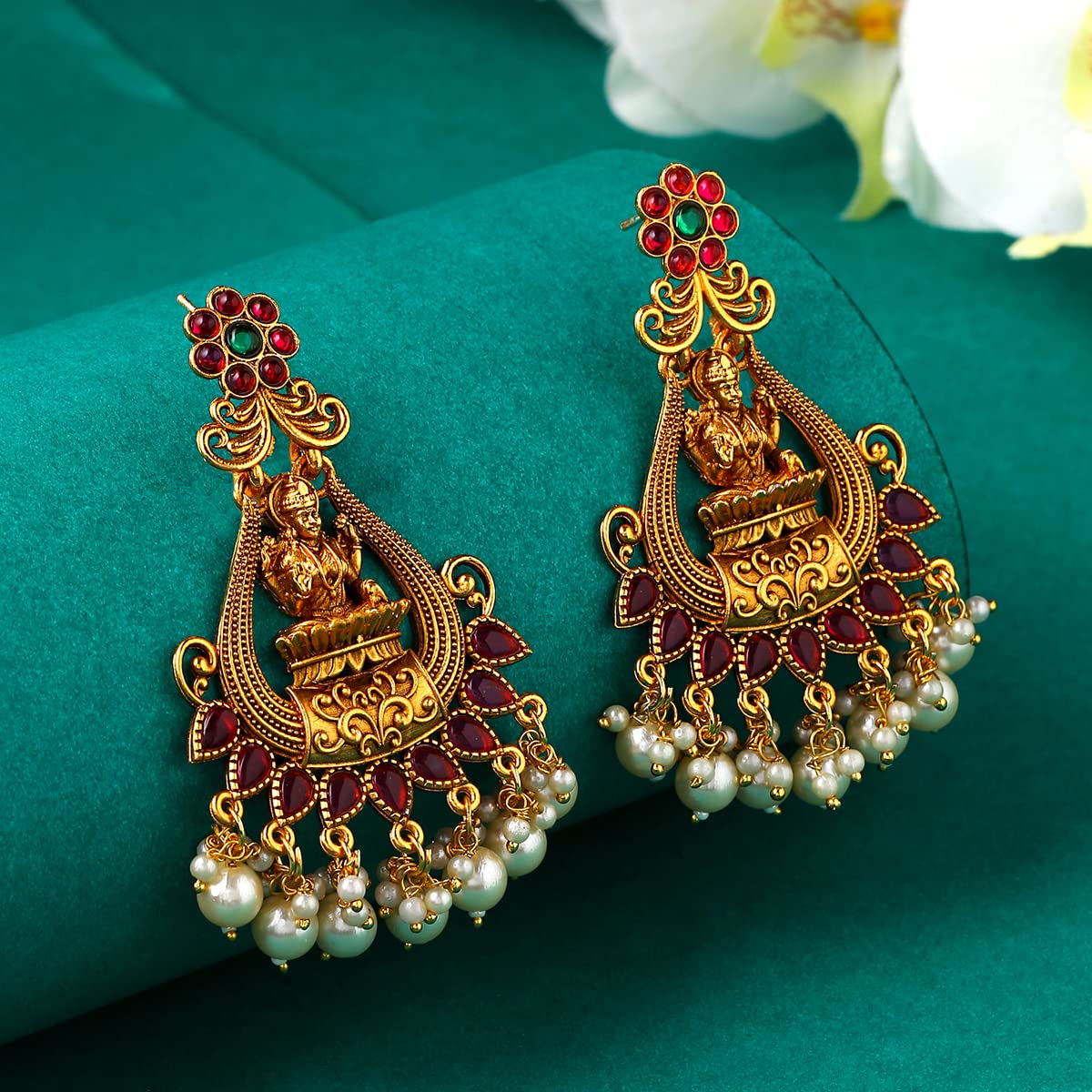 Yellow Chimes Pink Stone Studded Earrings - Elegant wear