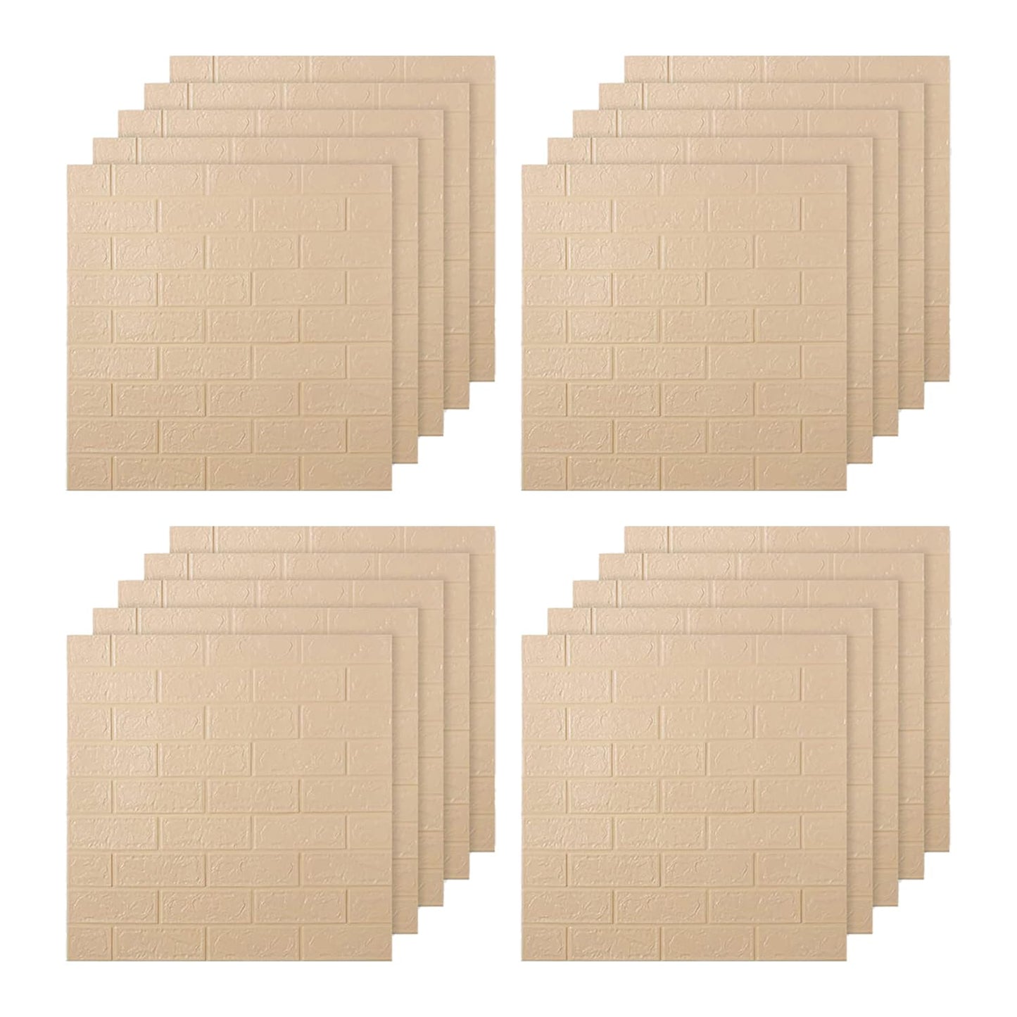 Pack of 4: Foam Brick Pattern 3D Wallpaper - Soft PE Foam, Easy to Apply | Set of 5 Sheets | 70 cm X 77 cm