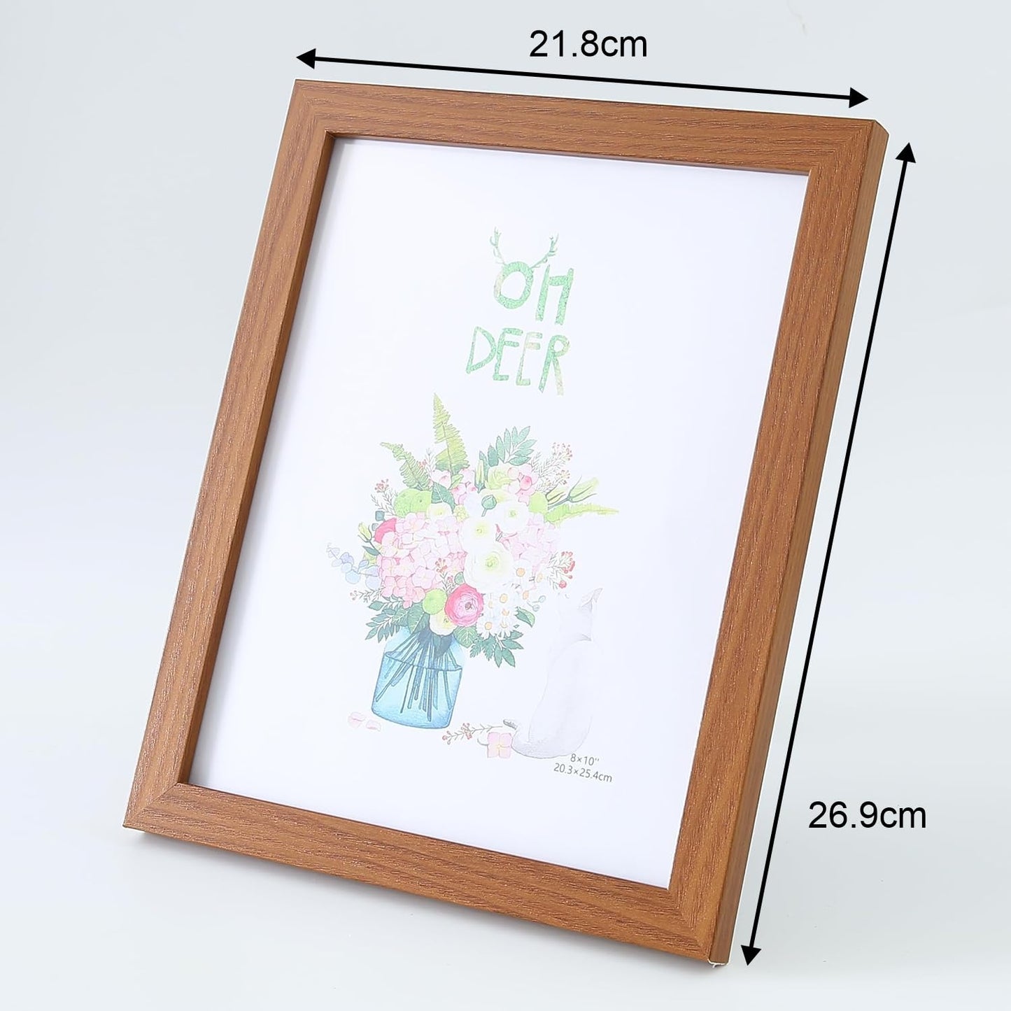 Photo Frame - Crystal Clear Glass, Horizontal & Vertical Use | Tabletop | 21.8x26.9CM | Brown