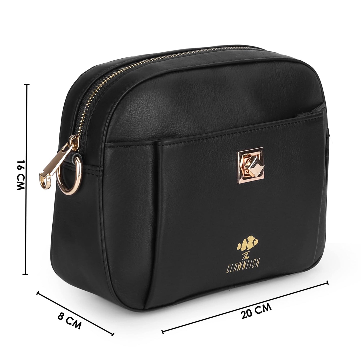 Genuine Leather Sling Bag for Women - Crossbody with Chain Strap | Single Shoulder | Black | Stylish