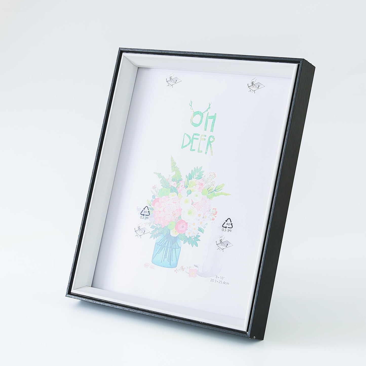 Photo Frame - Crystal Clear Glass for Home Décor | Horizontal & Vertical Orientation | 21.8x26.9CM | Black