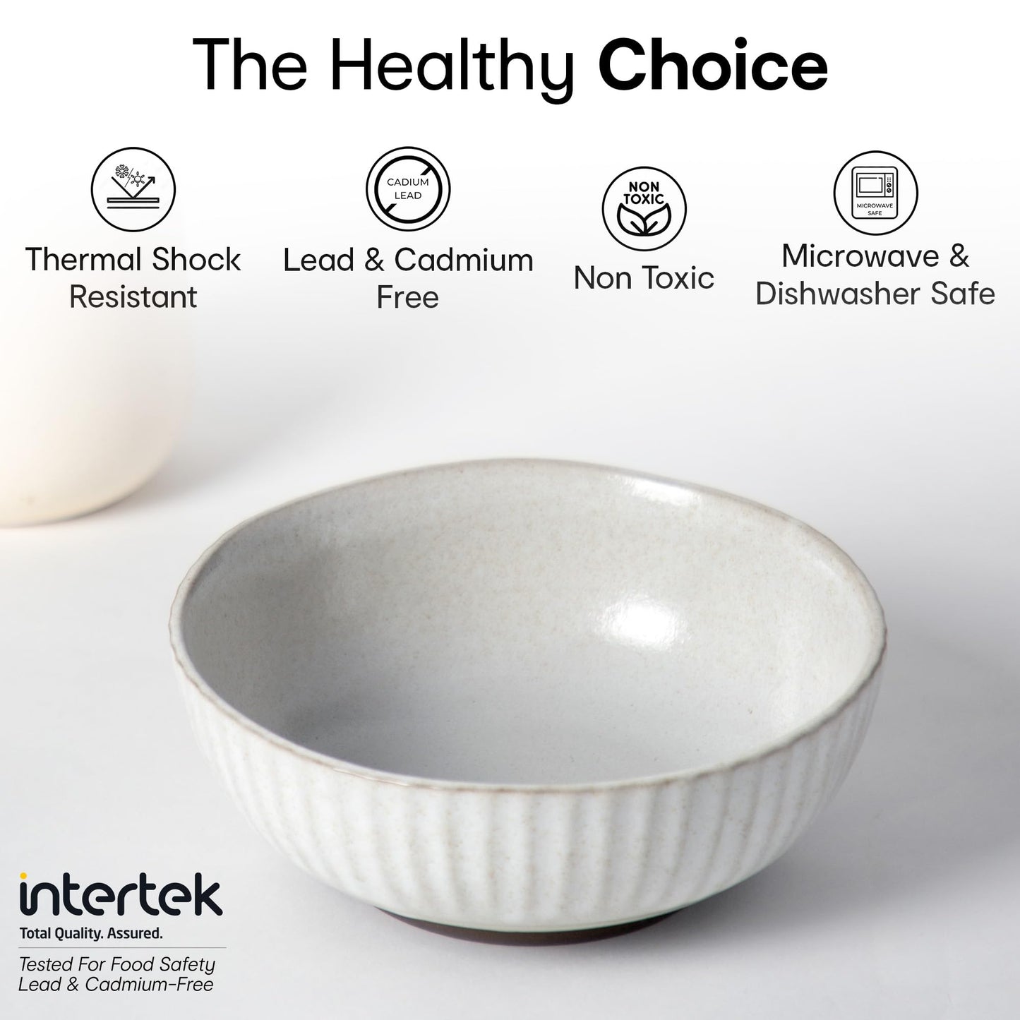 Set of 2: Large Ceramic Bowls - Microwave Safe, Ideal for Salad & Snacks | 650mL | Beige Sable