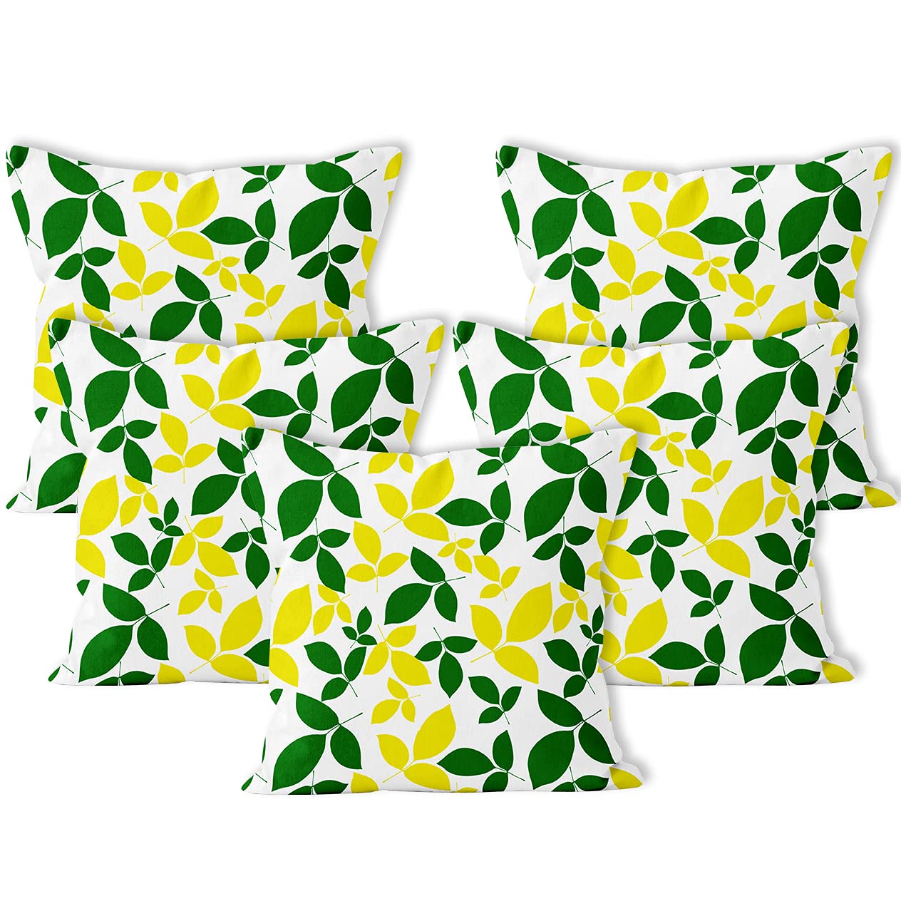 Set of 5: Decorative Cushion Covers - Soft, Lightweight Polyester | Nature-Themed Leaves | 60x60 cm