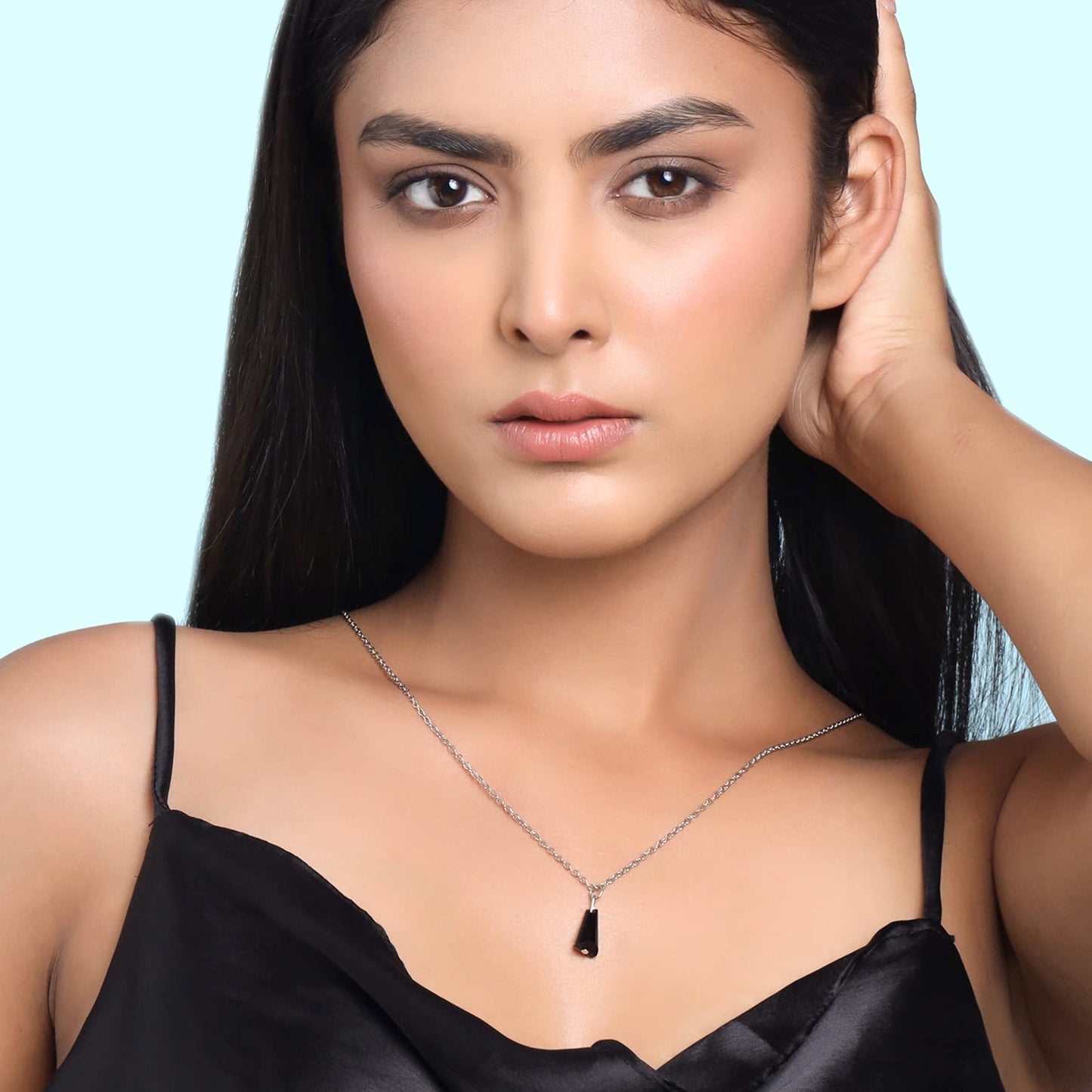 Yellow Chimes Black Stone Charm Back Necklace - Fashion accessory for women