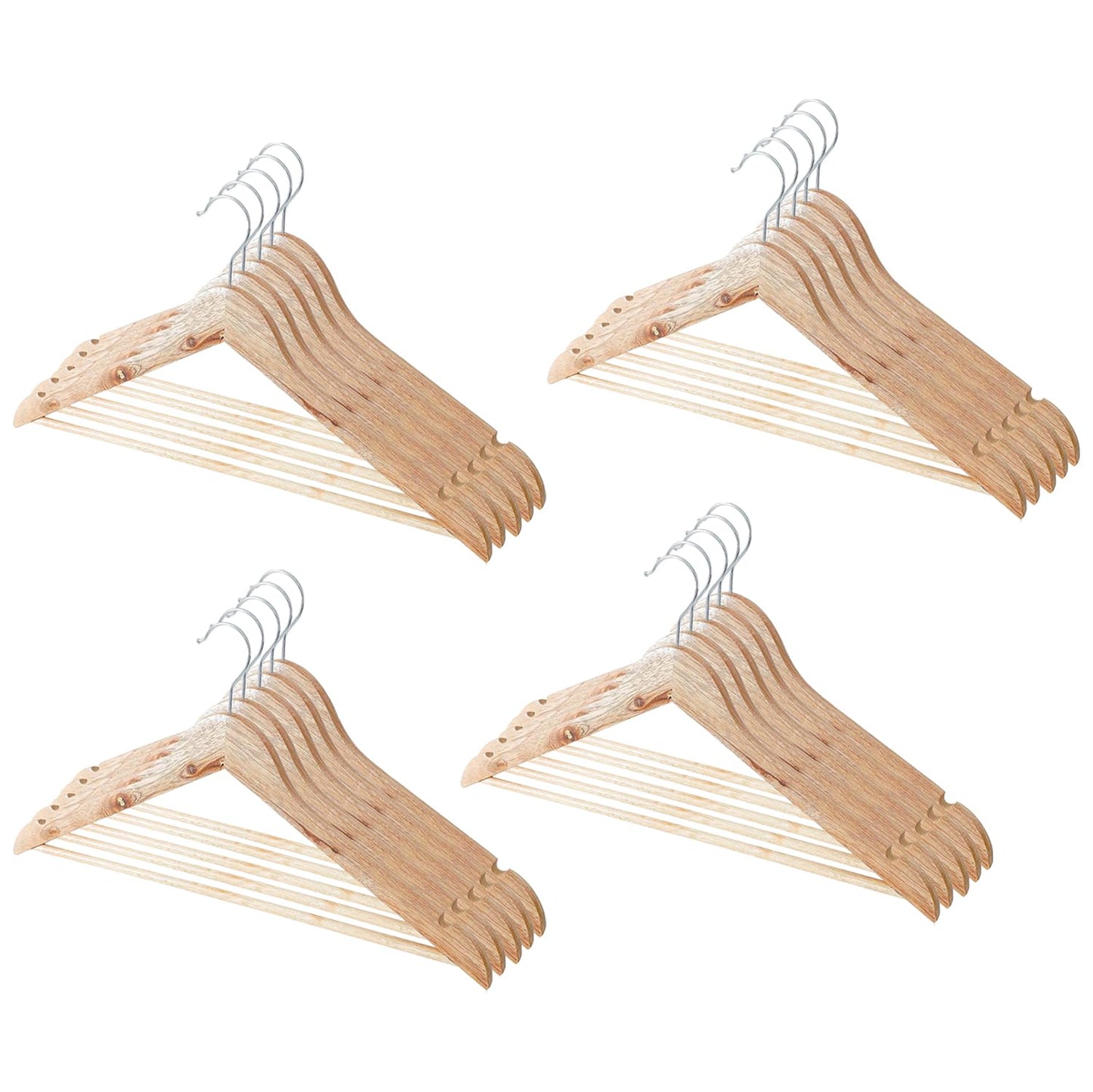 Set of 20: Wooden Cloth Hangers with Chromed Steel Hook | Natural Color | Durable & Stylish Storage | 20 pcs