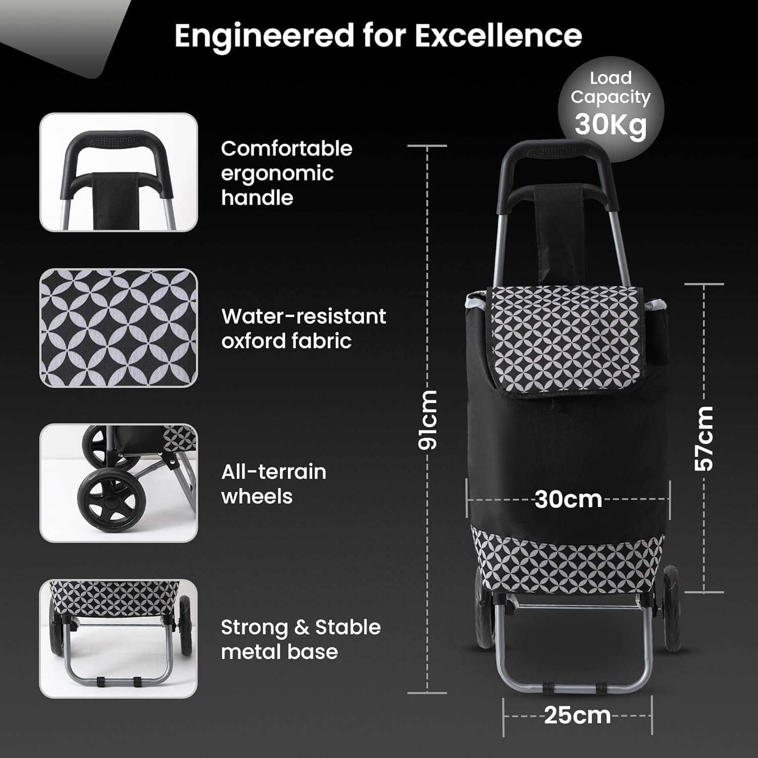 Buy Cheston Shopping Trolley Bag with 2 Wheels 38 Litres The Better