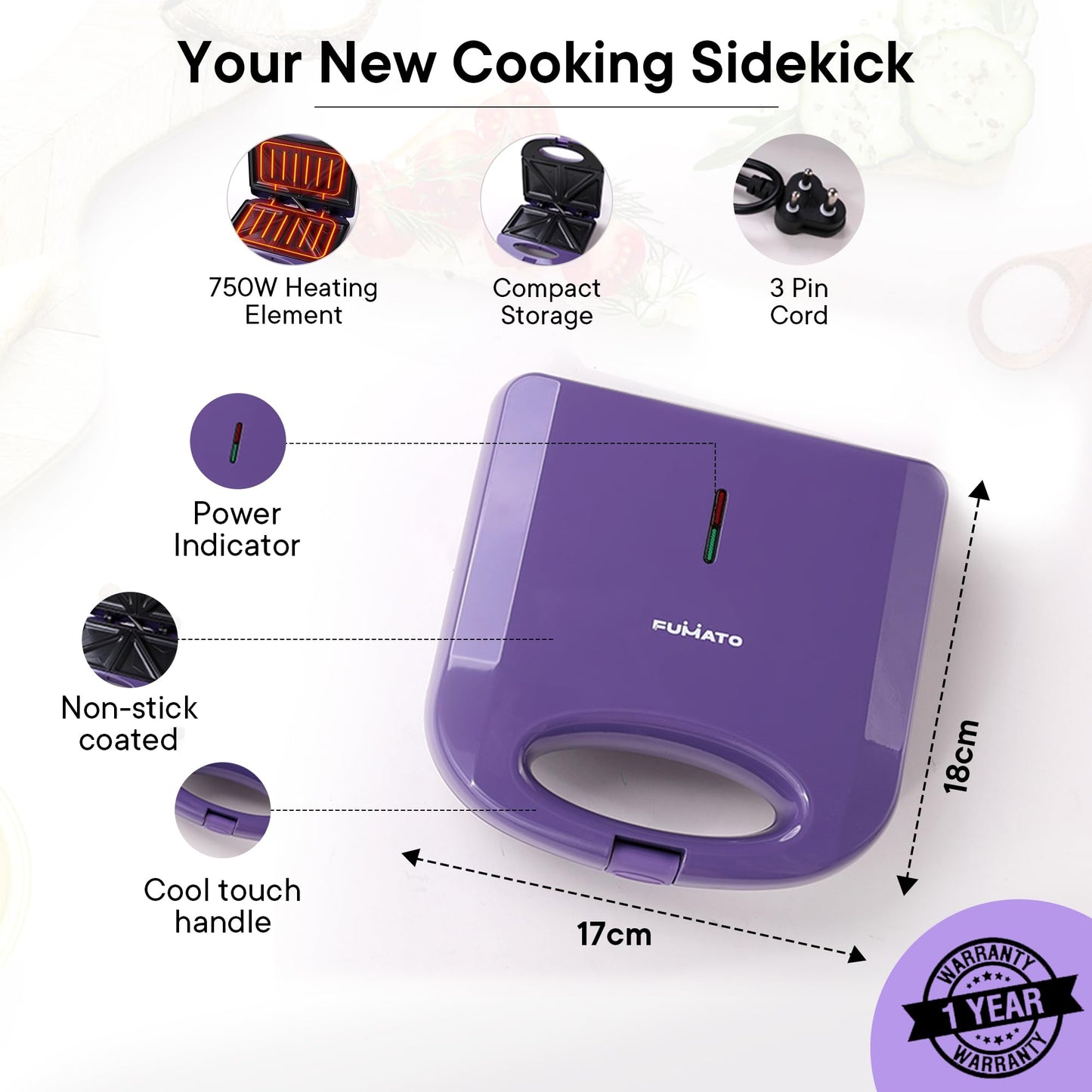 FUMATO Presswich Sandwich Maker - User Safety Features