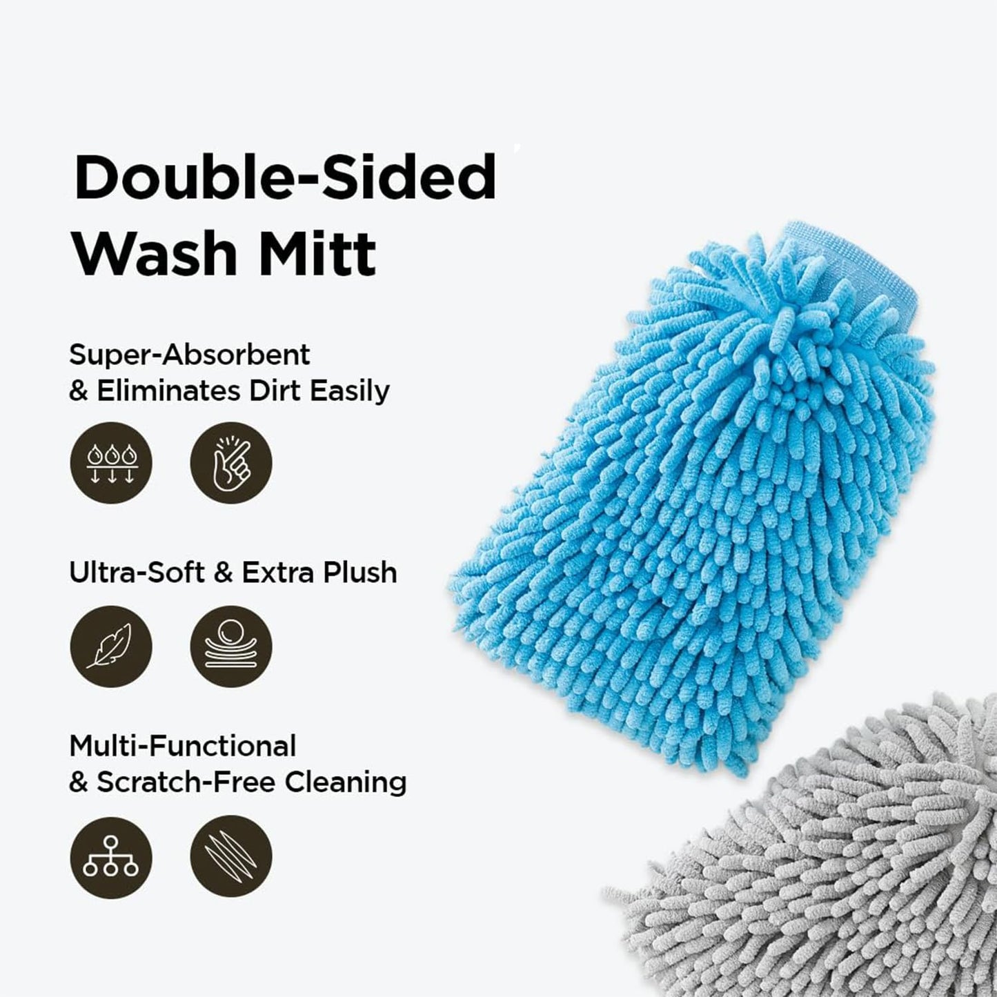 Kuber Industries Gloves | Microfiber Cleaning Gloves | Chenille Mitts for Kitchen | Hand Duster for Kitchen | Hand Gloves For Car | Double Sided Gloves | SHXNEFSST2 | Blue