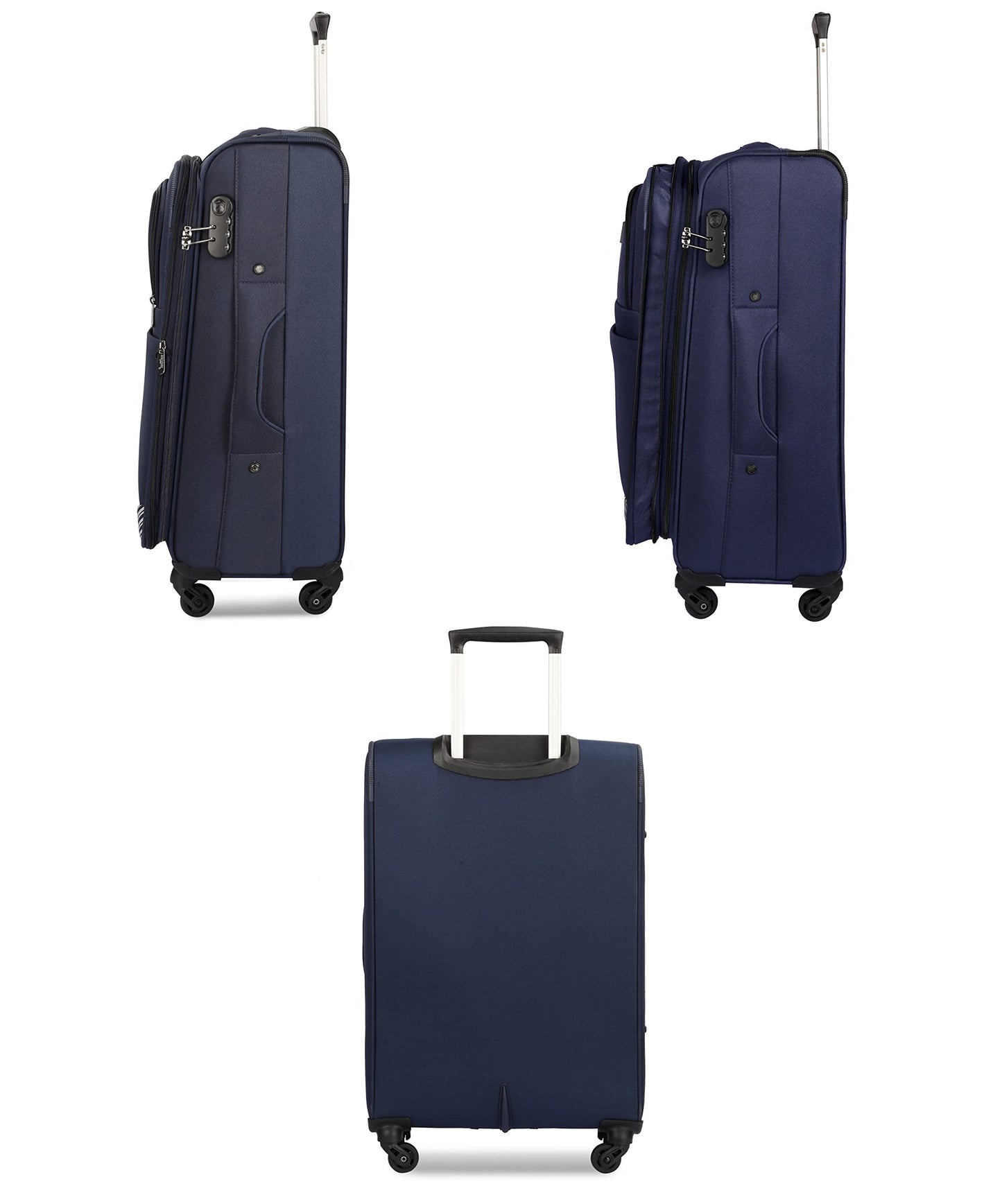 Small Size: Polyester Soft Case Trolley Suitcase with Four Wheels | Easy Maneuverability | 67 cm | Navy Blue