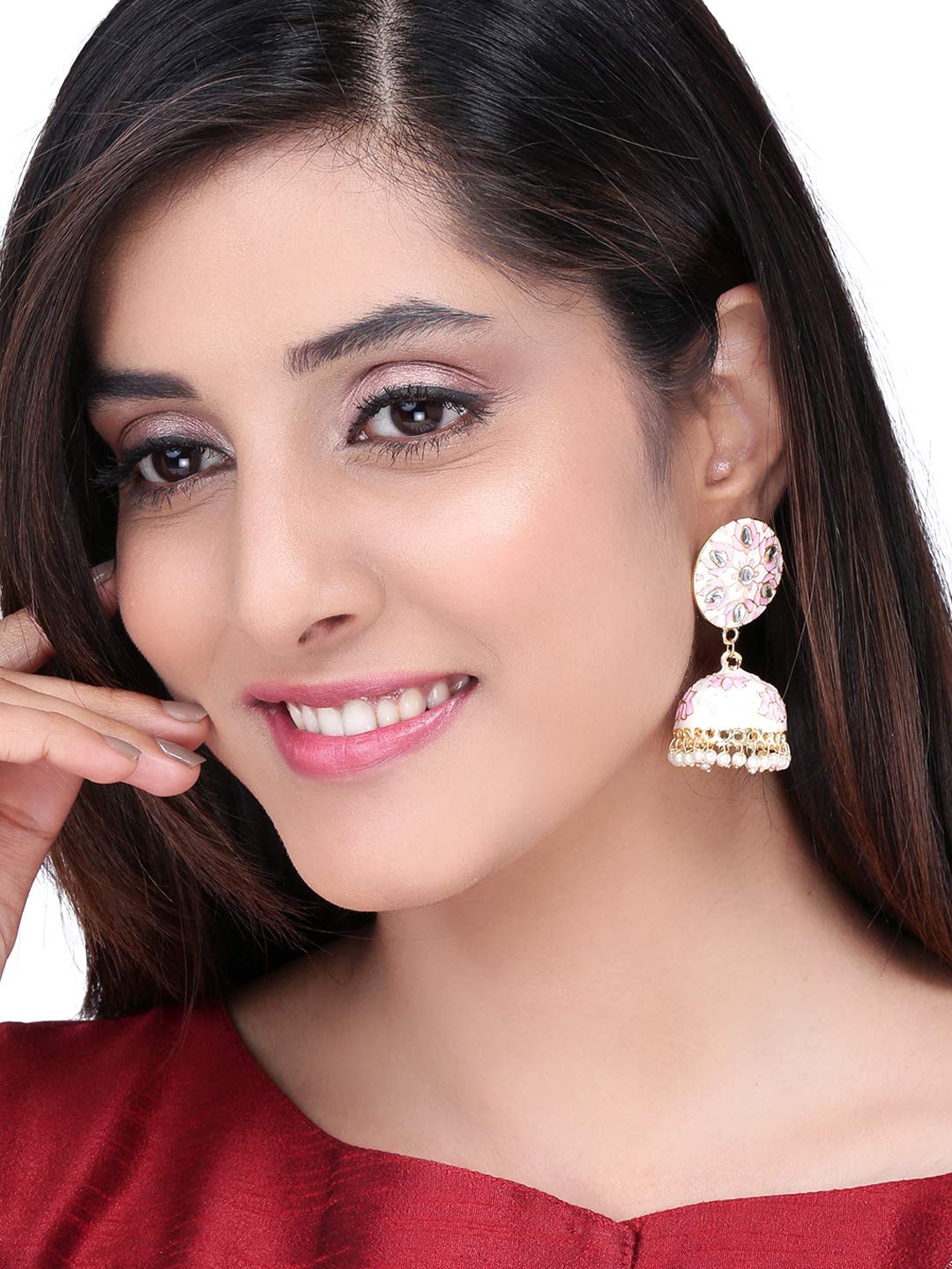 Yellow Chimes Pink Flower Earrings - Festival accessory