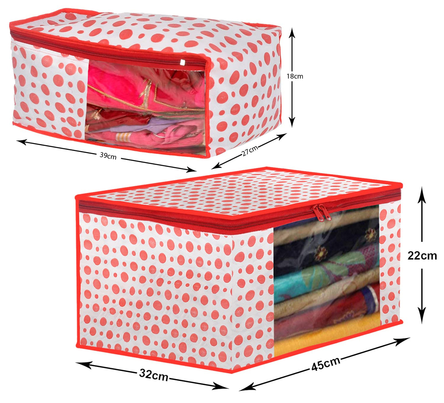 Pack of 6: Non-Woven Saree & Blouse Covers - Lightweight, Portable | Includes 6 Cloth Organizers | Pink