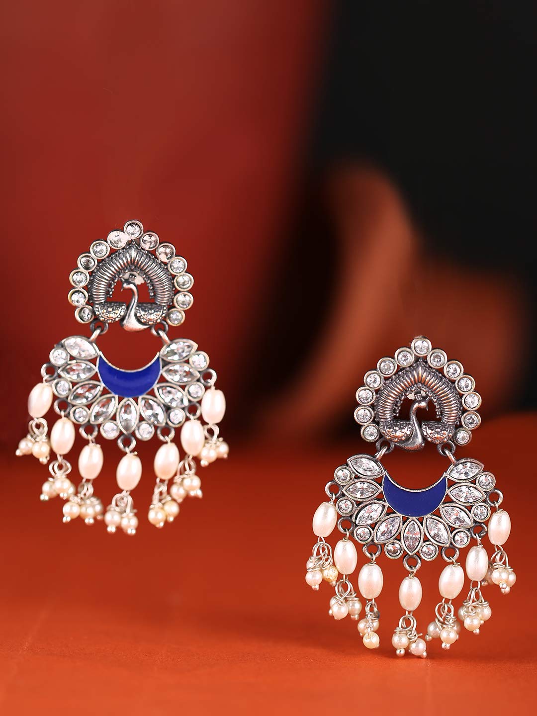Yellow Chimes Peacock Earrings - Lightweight Ethnic Accessory