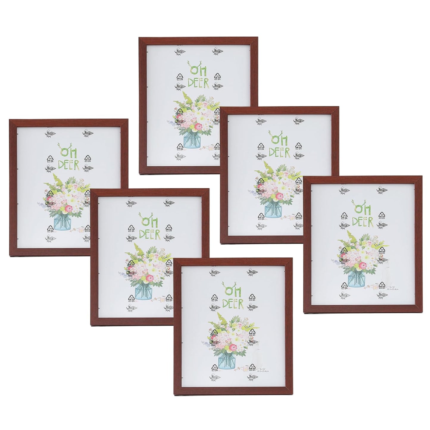 Pack of 6: Photo Frames - Horizontal & Vertical Use, Crystal Clear Glass | 21.8x26.9CM | Brown | For Home & Office