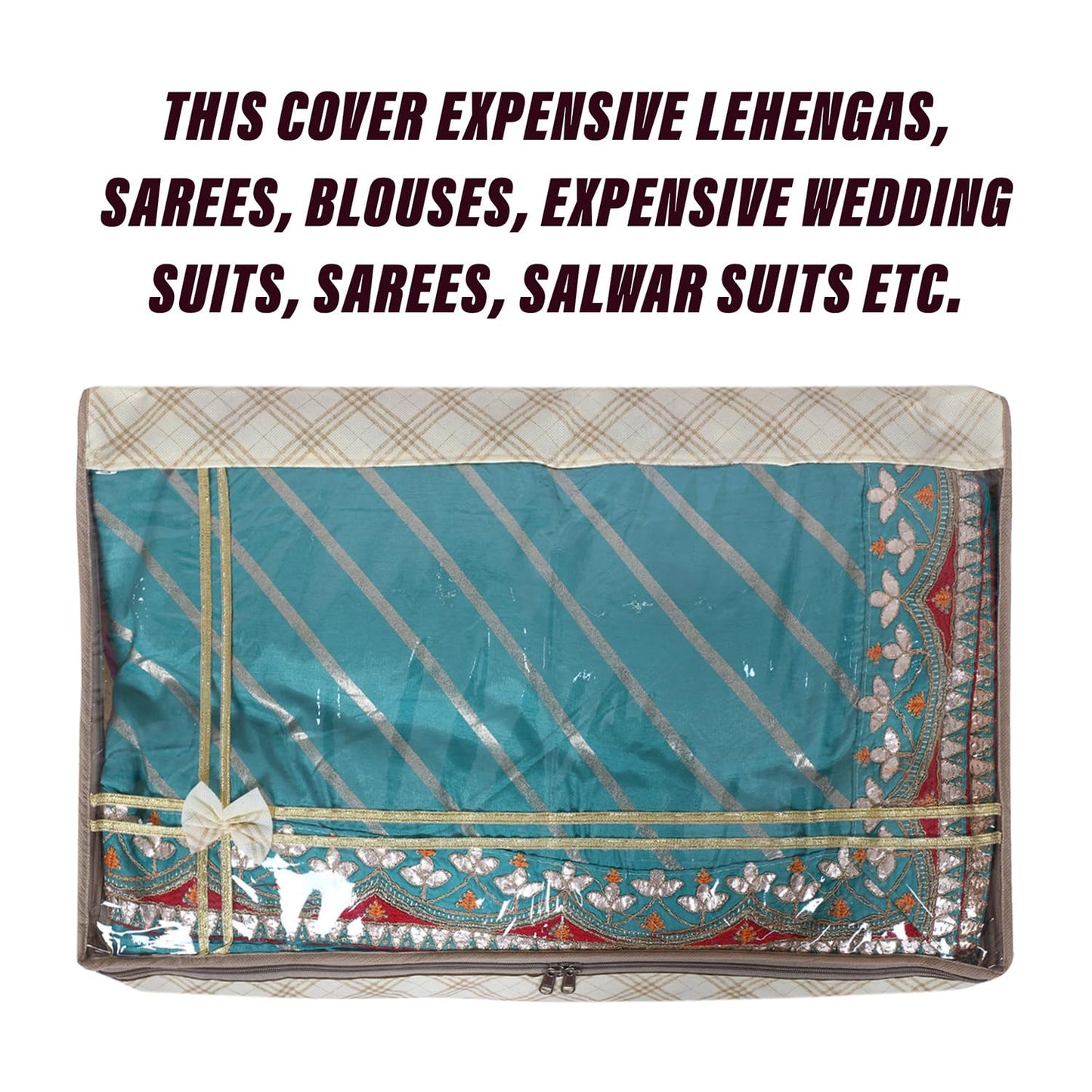 Kuber Industries check bow pattern cover - elegant clothing storage