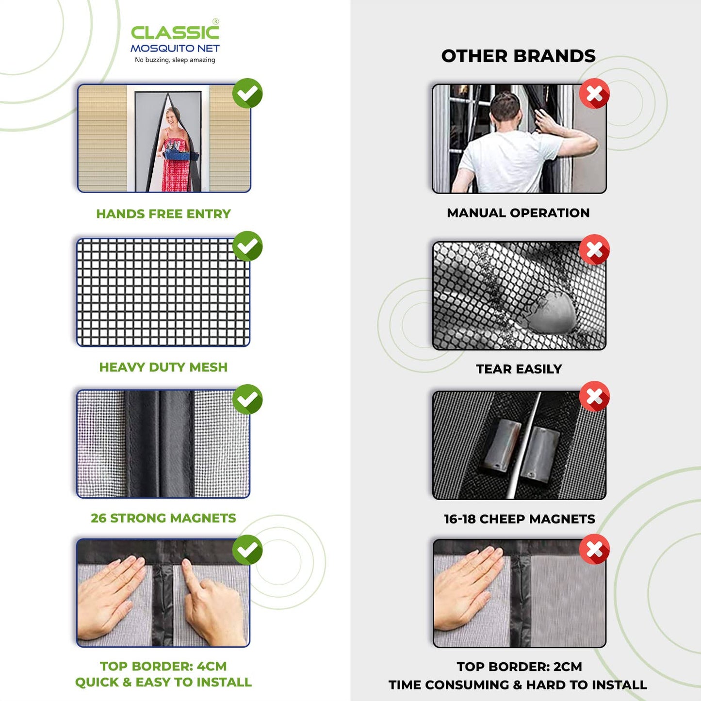 Classic Mosquito Net - Self-closing insect screen