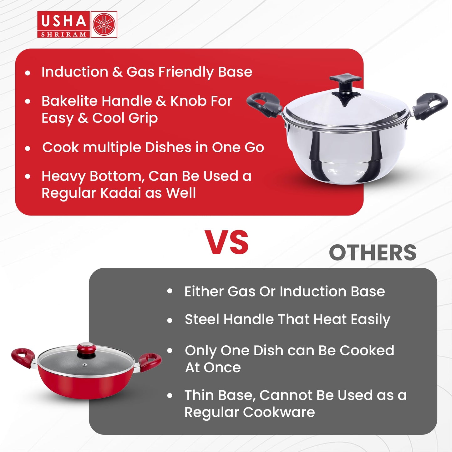 USHA SHRIRAM Stainless Steel Idli Cooker Kadai (5 Plate) | 3 Idli Plates (12 Big, 12 Button Idlis), 2 Momo/Idiyappam Plates | Idly Maker Momo Steamer | Multi Kadai for Idli, Dhokla,Mini Idlies, Modaks