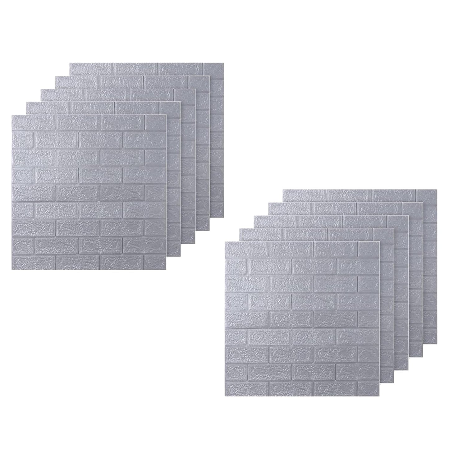 Pack of 5: 3D Foam Brick Pattern Wallpaper - Easy Peel & Stick | Soft PE Foam | 70 cm X 77 cm | White