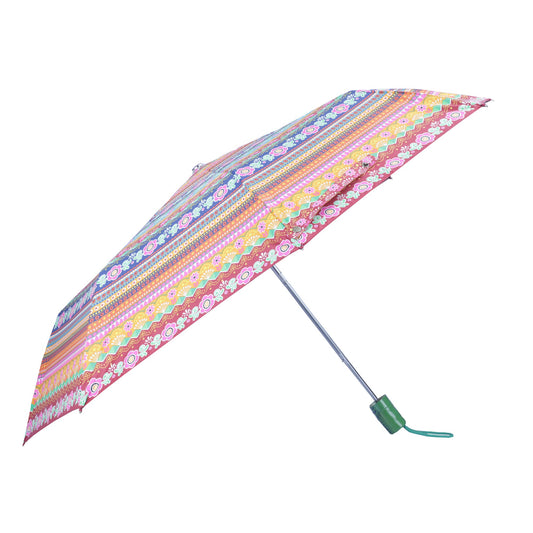 3-Fold Auto Open Umbrella - Waterproof, Silver Lined, Double Coated | Compact | Multi-Colour, Green Handle